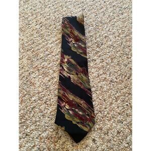 Vintage Hunting Horn Tie 100%silk made in USA Black print